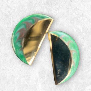 Vintage Elegant Green and Gold Earrings